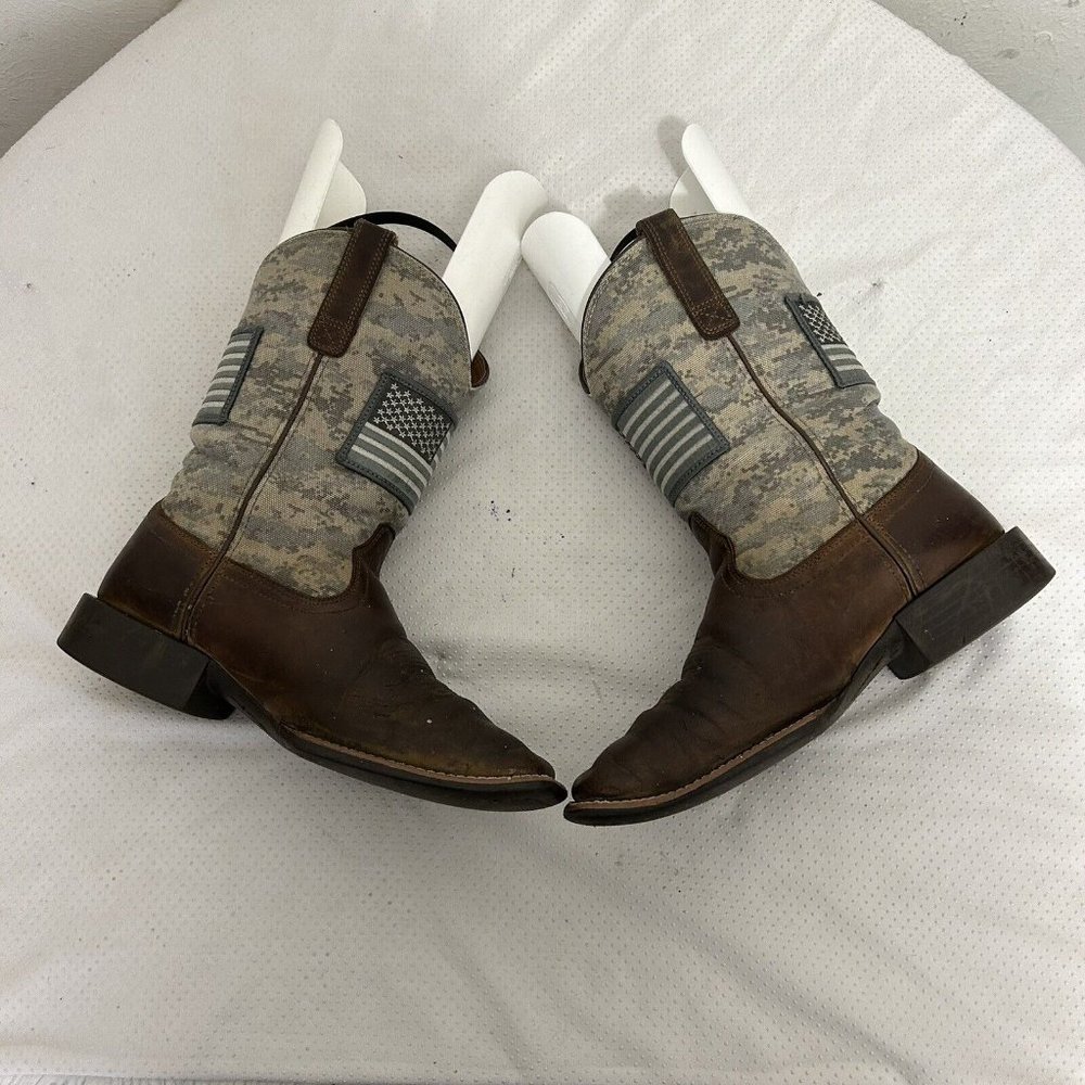 Ariat Sport Patriot Western Boot Distressed Camo Square Toe Brown Mens Sz 9.5 D - Picture 6 of 10